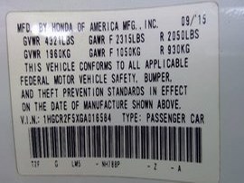 2016 ACCORD WHITE SPORT 2.4L AT  A24997